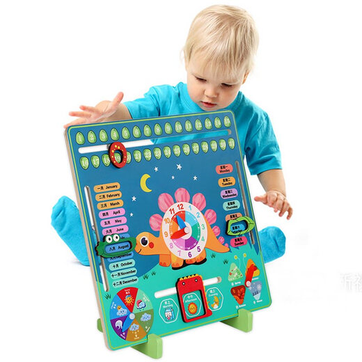 Dalushu Kinder Uhr Unterricht AIDS MONTESSORI CALENDAR Clock Board Kinderlernzeit Uhr Kognitiver Kindergarten Frühaufschuldung Spielzeug Kinder-Selbstdisziplin-Check-in-Gerät