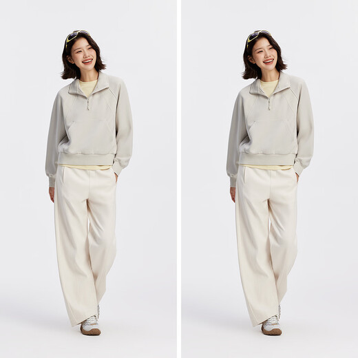 Semir [mismo estilo en el centro comercial] sudadera para mujeres mangas raboss con collar suelto estilo deportivo 2025 nueva absorción de humedad y traje de otoño de secado rápido Khaki 50355 S