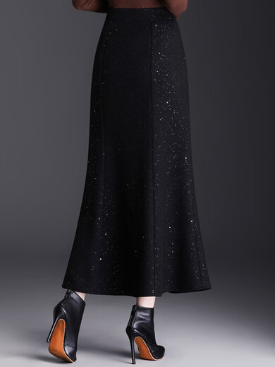 ROMON fishtail skirt spring and autumn style small fragrant skirt temperament long skirt woolen skirt hip-covering skirt gray skirt women's winter skirt gray M suitable for wearing 90-100Jin Jin is equal to 0.5 kg