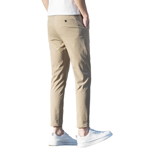 Specht gebrochene Größe 2025 Khaki Cropped Hosen Herren Sommer Slim Ice Draht gerade Draht All-Match Dünne Hosen Herrener neuer Stil Khaki-y9905 28
