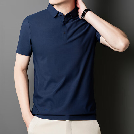 纤丝鸟夏季时尚新款男士翻领短袖T恤休闲商务透气POLO衫12358 深灰 L