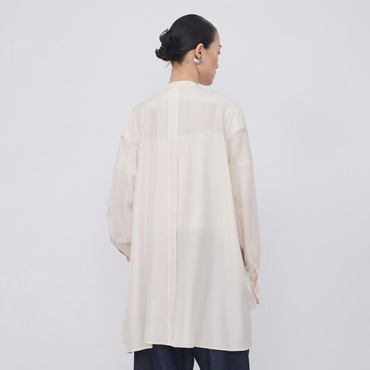 LESS【精工系列】春秋设计感衬衫女桑蚕丝长款衬衣外套2N7210920 687/淡粉 XS