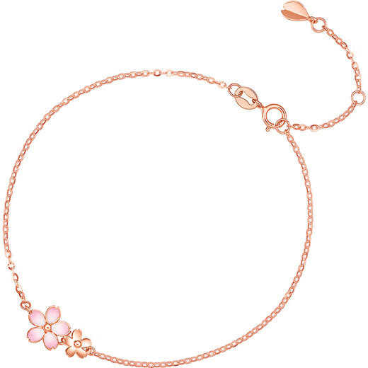 Saturday blessing 18K gold bracelet female cherry blossom drunken bracelet birthday gift 16+3cm
