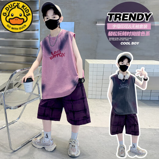 G.Duckkids Boy Vest Set Summer 2025 Новый средний и большой детский костюм Летний красивый мальчик летний рукавиц