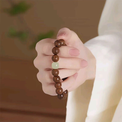 Wooden bracelets for boys to play with gold silk jade sinking water-grade sandalwood and Buddhist beads gold nanmu bracelets 10mm golden sandalwood