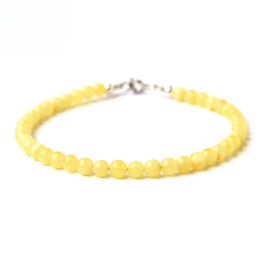 Chuxu collection-grade Russian beeswax bracelet for women, sterling silver amber beeswax, light luxury niche, exquisite cultural and Buddhist beads bracelet, bead diameter about 3mm (S925 silver buckle head + extension chain)