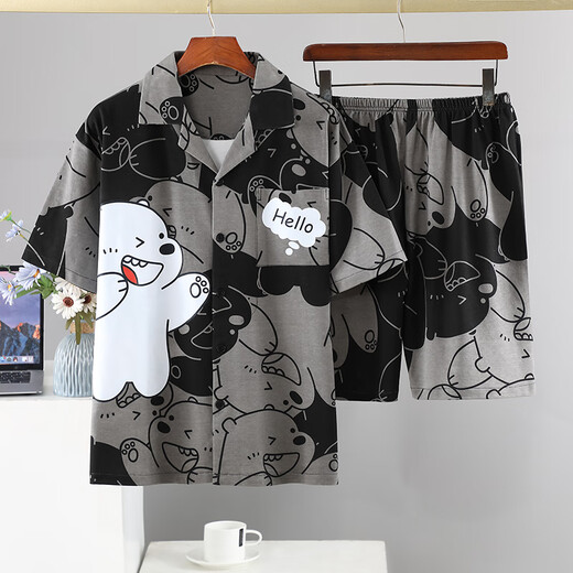 Pajamas de pijama de yalu pantalones cortos de manga corta caricatura adolescente casual de verano de gran tamaño de gran tamaño para estudiantes