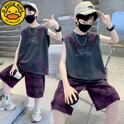 G.Duckkids Boy Vest Set Summer 2025 Новый средний и большой детский костюм Летний красивый мальчик летний рукавиц