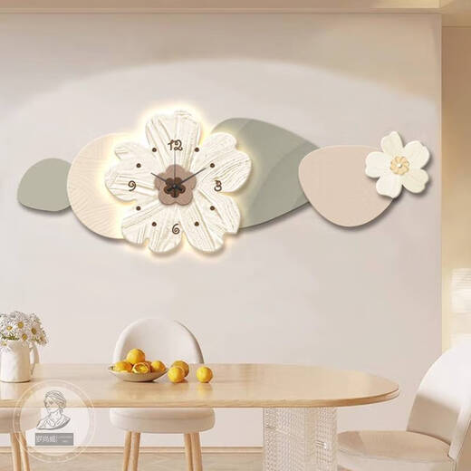 SANQIHU Nordic Cream Style Sala de estar Pintura decorativa con relojes y fondo de sofá Pintura colgante de pared LED Lámpara de pared de reloj creativa C 15052cm Arte creativo UV Tallado + oro