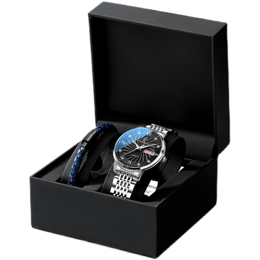 Official website Fang Ship Store Flag Official website new trendy men's watch male student waterproof calendar fully automatic mechanical watch high-end fashion quartz watch 826 gold blue steel belt model_collect and purchase gift