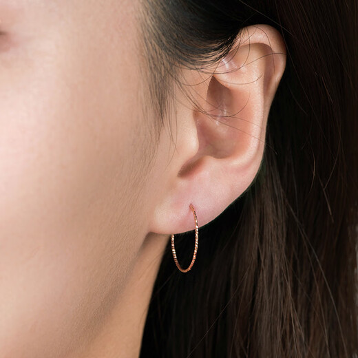 Chao Acer Brilliant Star Circle 18K Gold Earrings for Women Rose Gold Color Gold Plain Hoop Earrings as a Birthday Gift for Your Girlfriend, One Pair (Large Circle)