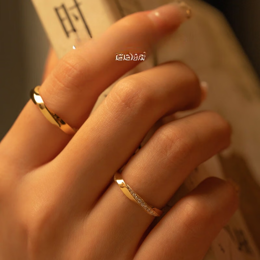 Yuansi Wedding Ring 18k Gold Couple Ring Möbius Cycle Design Unisex Ring Engraving 18K 18k Gold Yellow Gold (No Diamonds) Size 7/8/Single