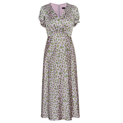 ROEYSHOUSE ROYE Elegante Vestido floral de cuello en V para mujeres 2025 Summer NUEVA MANAGA DE MANAJA Cerrada a mitad de largo 12138 Floral S