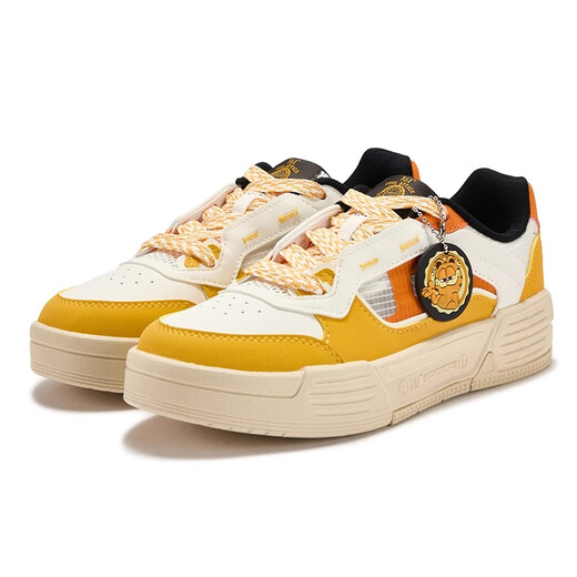 
361 Garfield co-branded model丨Board shoes women's casual shoes 2025 summer fitness mesh breathable women's sports shoes 6624 feather white/retro yellow 38