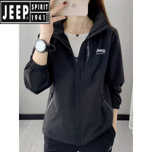 吉普（JEEP）冲锋衣女春秋季三合一可拆卸防风防水加绒加厚登山服男士外套 白色女(冬季两件套) 内胆可拆卸 L