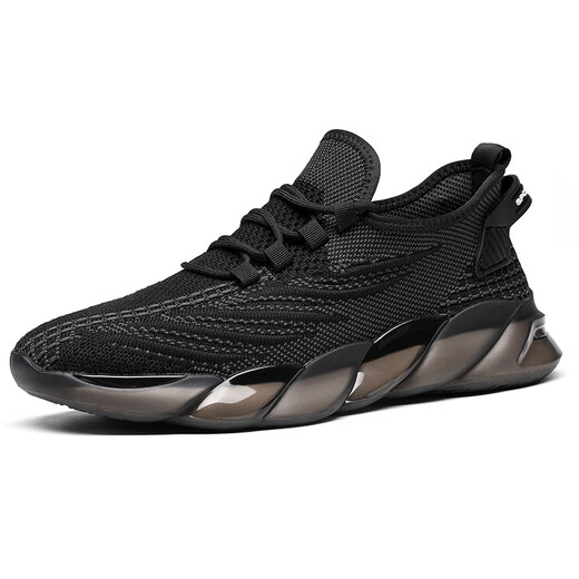 
ROOBEN luxury high-end brand sports shoes men's 2025 summer new breathable soft sole mesh running shoes casual travel shoes 9888 black (spot quick delivery) 38