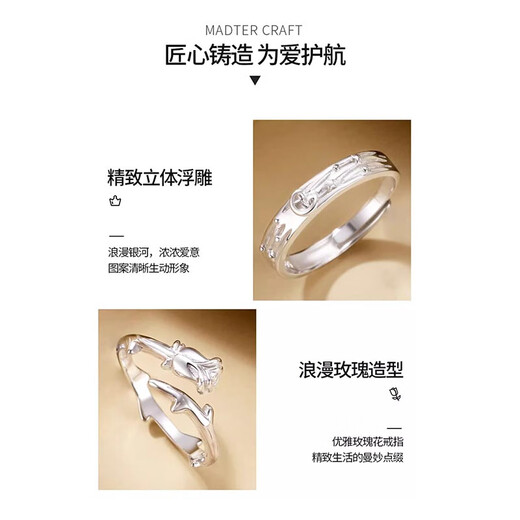 MZMZ platinum ring for men pt950 platinum engagement ring for marriage proposal, fashionable pair of rings for Valentine's Day and birthday gift for girlfriend, light luxury model - Little Prince and Rose Living Ring