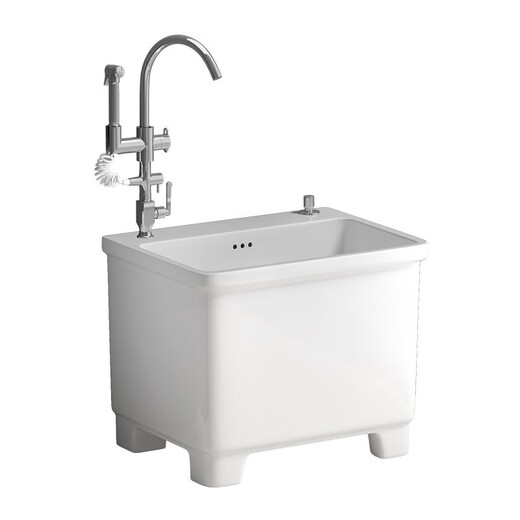 TOTO2025 Neues Balkon waschen Mop Pool Keramik mit Wasserhahnloch integriert hohe Fußhaushalte Badezimmer Mop Pool Floor Basin 13751x35 Konsole + Sitzgelegenheiten universelle Single -Kühlung