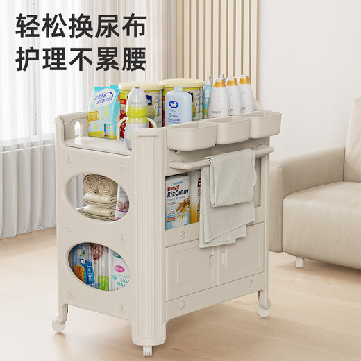 睡小蛙尿布台婴儿护理台新生儿换尿布抚触多功能婴儿床可移动幼儿洗澡台 基础版【无门】
