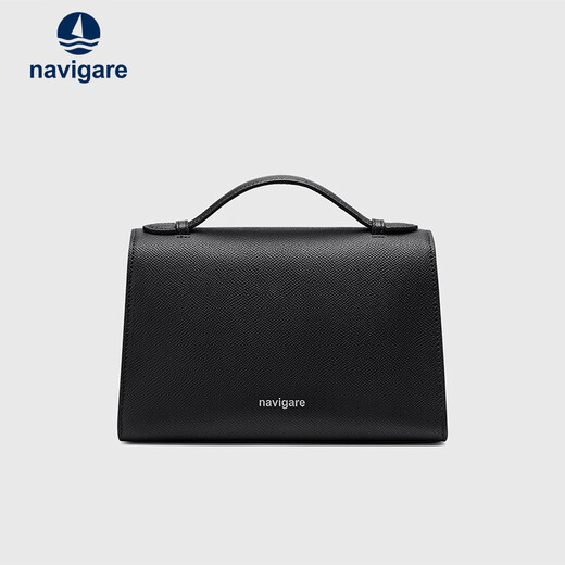 Navigare Italienisch Kleine Segelboot Frauenbeutel Cowide Unterarmtasche Leichte Luxusmarke One-Shoulder Crossbody Tasche Handtasche Urlaubsgeschenk Schwarz