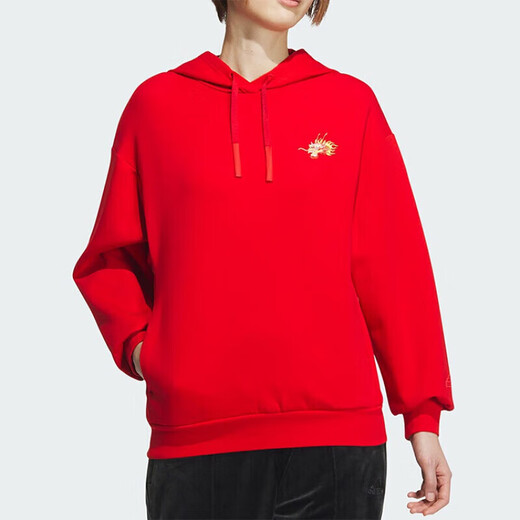 阿迪达斯 （adidas）女装运动套装春季新款休闲本命年红色卫衣套头衫收口长裤 两件套 JE6101+JJ3561 XS