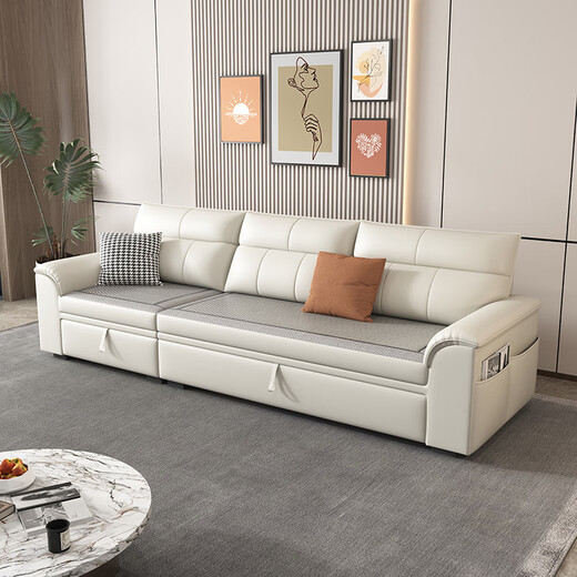 Dudumeijia cotton and linen sofa bed for winter and summer living room small apartment multifunctional retractable leather sofa 838# 2.1 meters