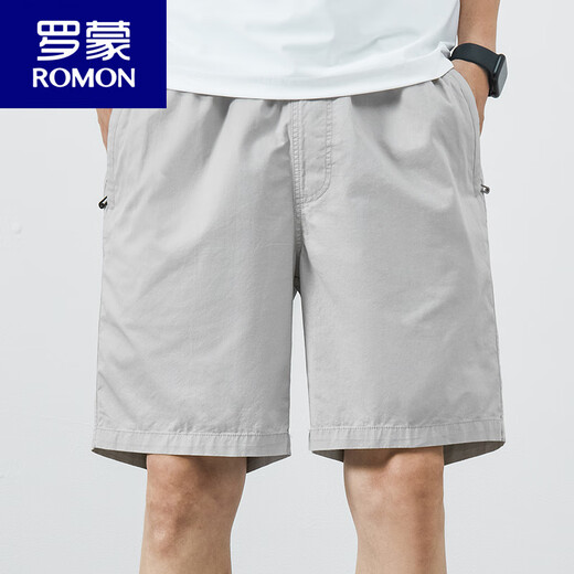 罗蒙（ROMON）夏季新款纯棉男士短裤休闲潮牌宽松5五分裤薄款百搭中裤子 9224深蓝色 XL 体重125-140斤
