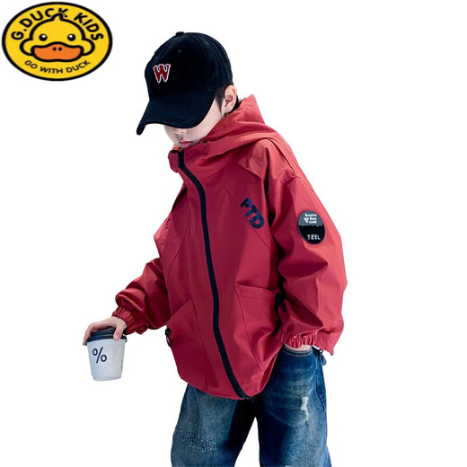 G.Duckkids Kinderbekleidung Jungen Frühling und Herbst Neue Kinderjacke Jacke Jacke Mode Top Kinderwindbrecher Red Motorcycle Windbreaker 120 cm