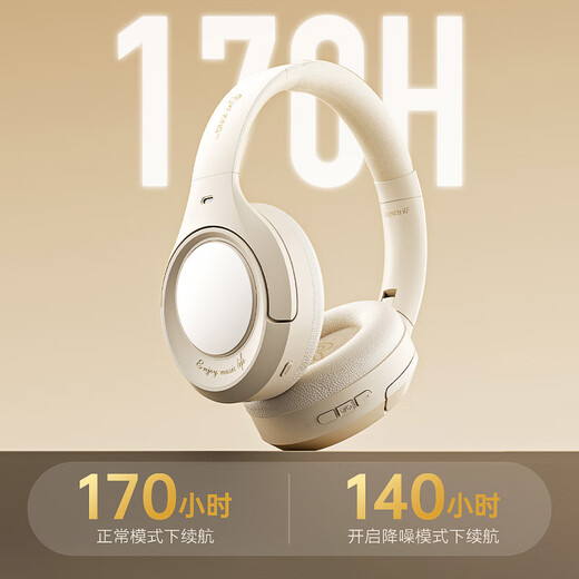 IKF King Pro3.0 Double Gold Label LDAC High Resolution Head-mounted Active Noise Reduction Bluetooth Headset New Wireless Wired Gaming Low Latency Super Long Battery Life Yunyan White