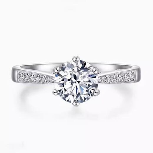 Genuine PT950 platinum diamond ring with six prongs and micro-set 18K gold ring for proposal and engagement as a Valentine's Day gift for girlfriend. The main diamond is 1 carat (light luxury model). Default opening (can be adjusted)