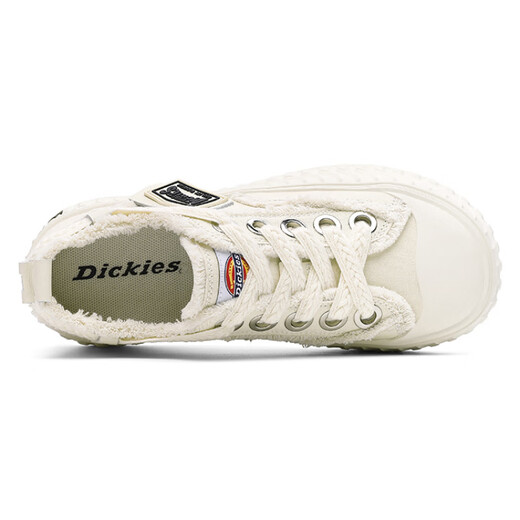 Dickies潮流舒适百搭 软毛边厚底增高通勤休闲板鞋 低帮 帆布鞋 女款 米 35