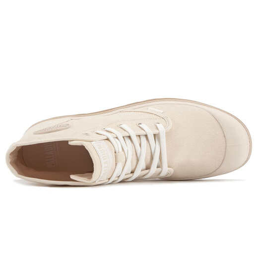 PALLADIUM Pampa HiMcr Fashionable Simple Solid Color Washing Wear-resistant and non-slip High-top Canvas Shoes Men and Women Smoke White/Light Brown 38