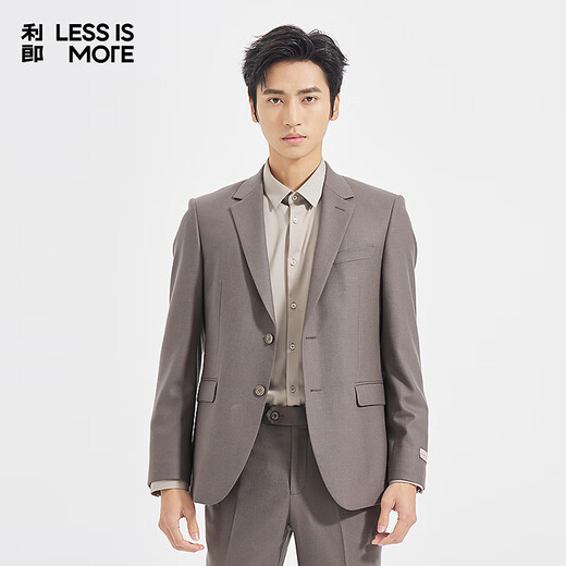 Lilang Youth Business Men's Wear 92.5% Sheep Wool Suit Men's Easy-Care Retro Suit Two-piece Set Brown (1SA) 175A