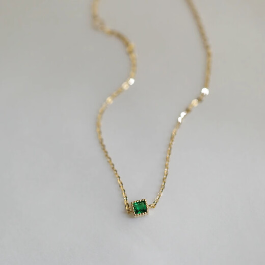 Libiao 14K gold French romantic emerald green micro-paved temperament K gold bracelet slim simple stackable versatile 15+3cm