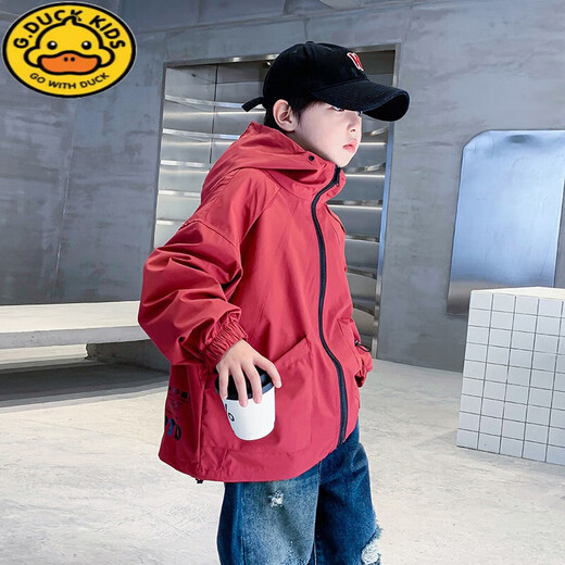 G.Duckkids Kinderbekleidung Jungen Frühling und Herbst Neue Kinderjacke Jacke Jacke Mode Top Kinderwindbrecher Red Motorcycle Windbreaker 120 cm