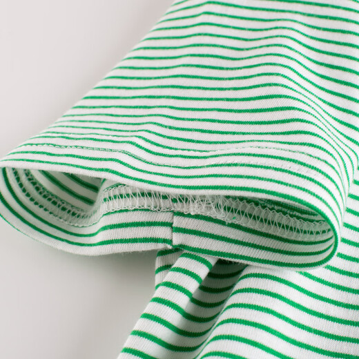 2025 Sommerkoreanische Version von Kinderkleidung Neue Produkte für Kurzärärmel-T-Shirt Striped Baby Cloth Base Hemd Casual Modetrend 9893 Fruchtgrün und weißer Raum 110 cm