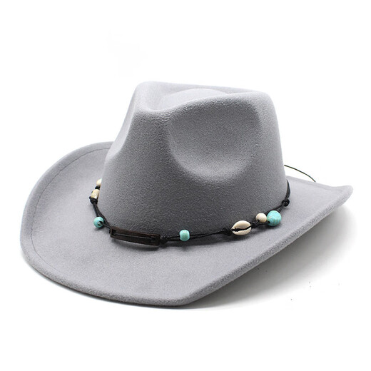 XINBUCKS Western Cowboy Hat Ethnic Style Top Hat Tibetan Style Casual Hat Jazz Hat Stage Props Felt Hat White Suitable for 55-58cm
