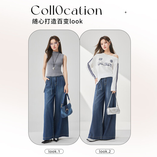 IEF/Aiyifu pants 2025 summer and autumn new Hong Kong style retro casual commuting versatile denim wide-leg pants