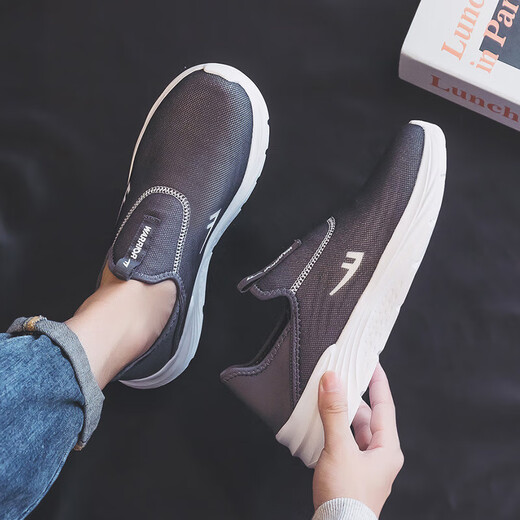 Huili senior shoes men's shoes comfortable middle-aged and elderly casual shoes dad shoes breathable mother shoes KGH1477 black gray 43