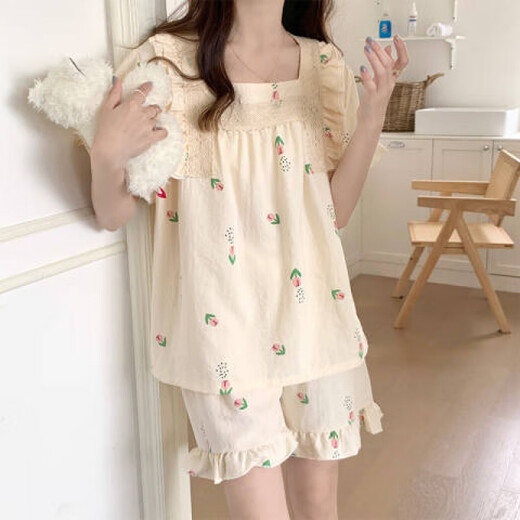 Qiaotie Girls Pyjamas Frauen Sommer Dünne große Prinzessinstil Kurzarmshorts süße Frühlings- und Sommer-Heimkleidung 693 Pink M (empfohlenes Gewicht 80-100 Jin [Jin gleich 0,5 kg])