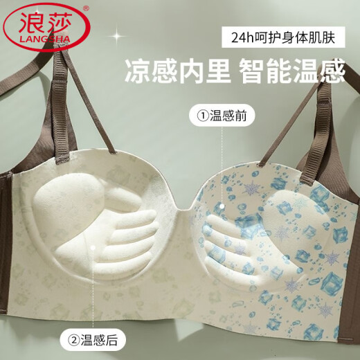 浪莎（LangSha）光面手掌杯无痕内衣上托侧收防下垂聚拢小胸显大无钢圈舒软文胸罩 咖啡色 70A 32B