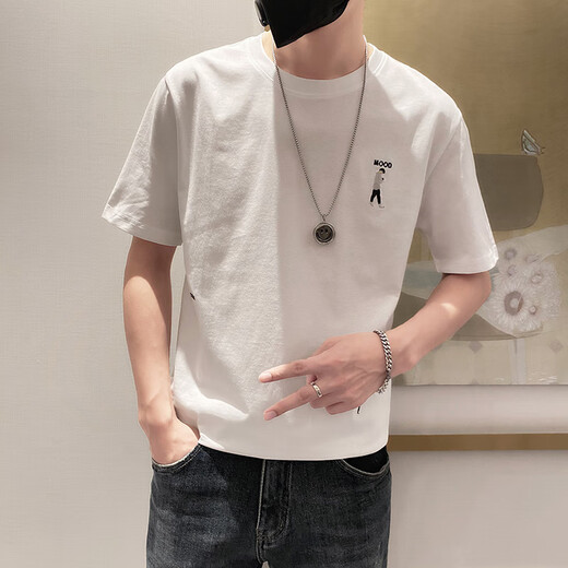 乔易伦短袖t恤男夏季上衣简约百搭潮流2025新款潮牌修身帅气男装半截袖T 1101-1-9226-黑色 4XL