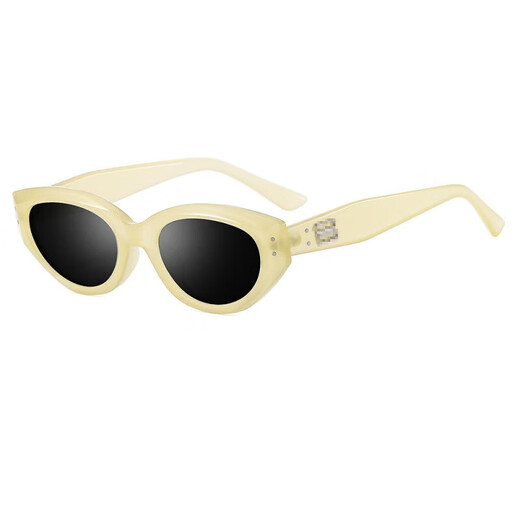 [GM same style] 2025 cat-eye sunglasses for men and women with high-end sun protection sunglasses trendy big face slimming glasses 838 beige frame gray film not polarized