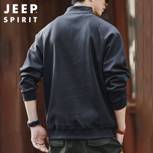 JEEP SPIRIT Jeep half-zip stand-up collar sweatshirt men's autumn and winter trendy brand loose men's tops meteorite gray XL