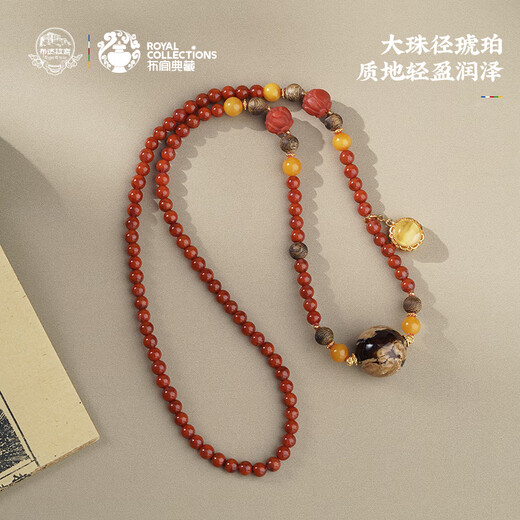 Potala Palace Sichuan material southern red pendant with amber beeswax agarwood necklace for men and women in the year of your life as a birthday gift for your boyfriend