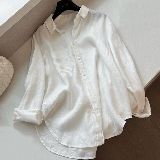 [Linse Sensing White Shirt] Summer Summer Fin Loose Slimming Sun Protection Tops pour les femmes, nouveaux styles de vêtements autonomes blancs L