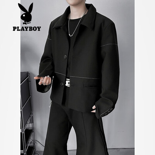 Playboy (Playboy) Veste de costume rembourré à épaule légère et élégante pour hommes à printemps et à automne à l'automne