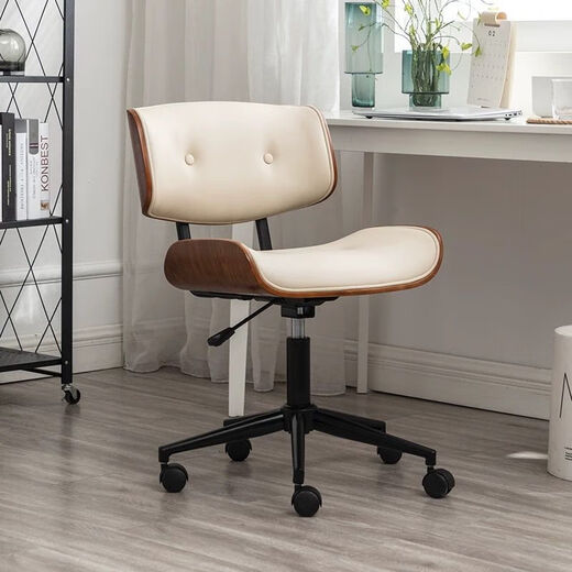 Italian light luxury computer chair home solid wood bedroom study sedentary swivel chair lift seat with wheels for office comfort walnut black - lift pulleys - comfortable and breathable