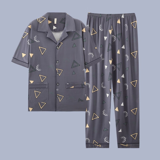 Zipjbx Pajamas pour hommes à manches courtes à manches courtes en coton mince pyjamas pour hommes et à la maison d'été pour la taille plus et à la manche à manches courtes) l [suggéré 100-120 Jin [Jin est égal à 0,5 kg]]]