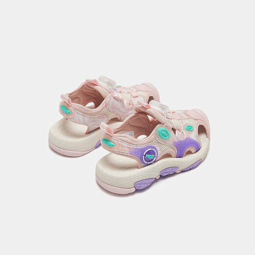 Macedonia Children's Sports Sandals 2025 Summer Hollow Breathable Toe Shoes Knob Buckle Children's Beach Shoes Pink Purple 26